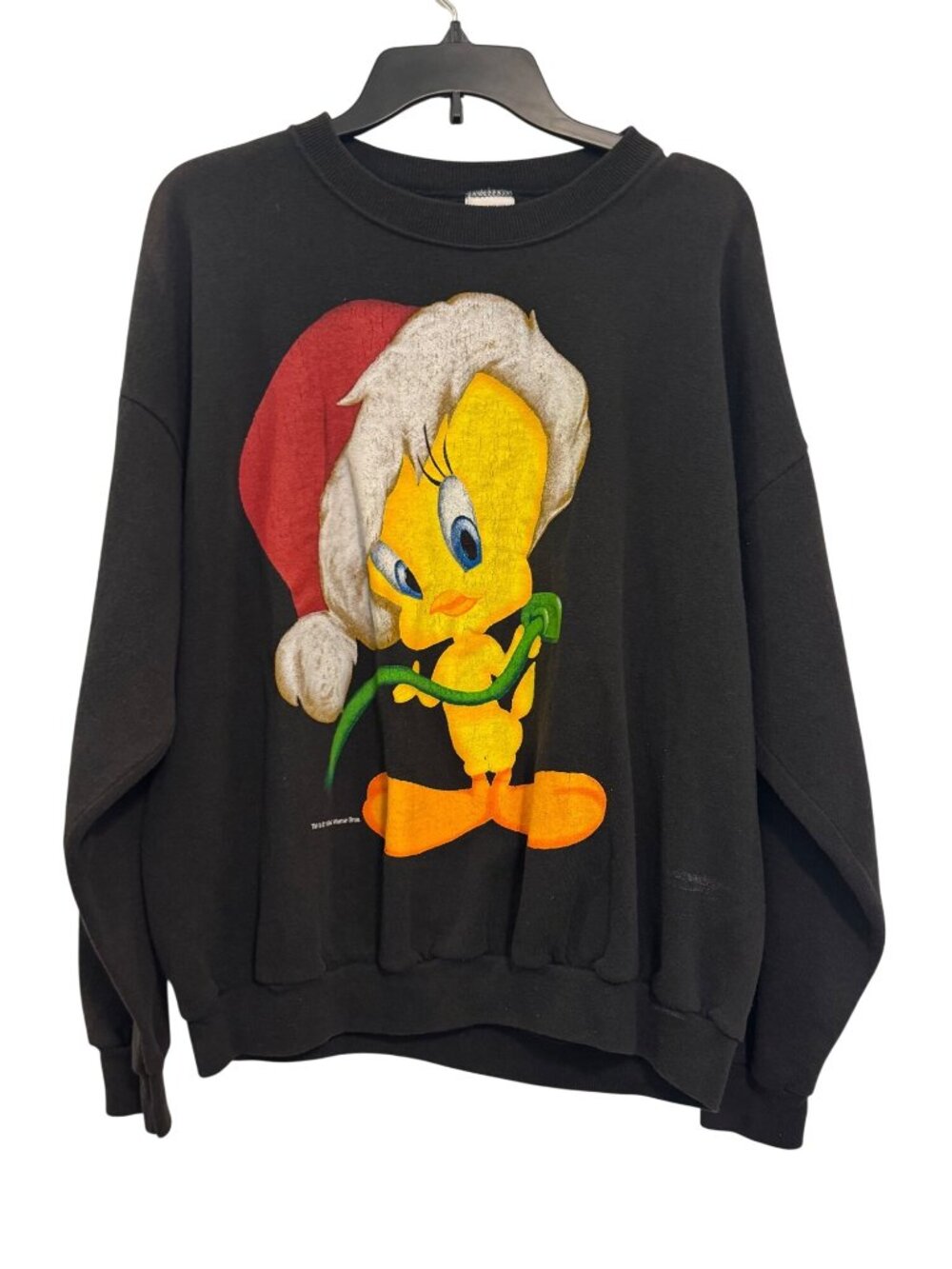 Vintage 1994 Tweety Christmas Sweatshirt Black Warner Bros Artex XL